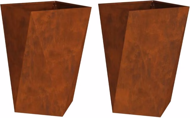 Set di 2 fioriere rettangolari moderne HELLOSHOP26 in acciaio color marrone per esterni L/P/H: 50 x 50 x 75 cm