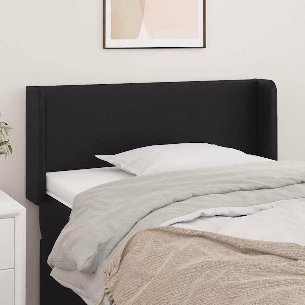 Testiera del letto con design ad orecchio vidaXL in similpelle nera, L: 83 cm, P: 16 cm, H: 78-88 cm