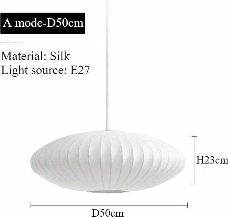 Lampada a sospensione, stile nordico, regolabile in altezza, A-D50-H23cm, Senza lampadina E27-c