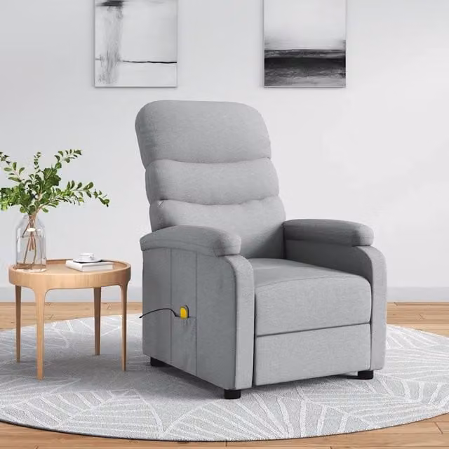 Poltrona Massaggiante in Tessuto Grigio Chiaro 321226