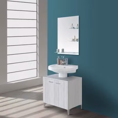 Mobile sotto lavabo universale Desya grigio opaco con 2 ante e ripiani interni L: 70 cm, H: 65 cm, P: 45 cm