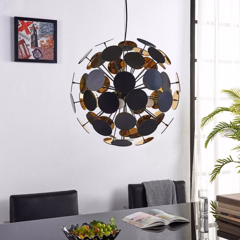 Lampada a sospensione Kinan Lindby, dimmerabile, Nero, Soggiorno / Sala da pranzo, Plastica, Moderno, Lampada a sospensione