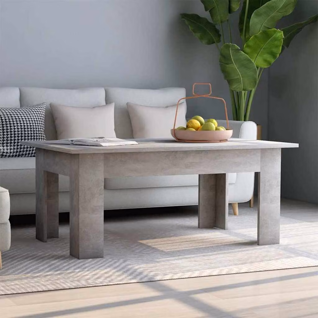 vidaXL Tavolino da salotto rettangolare in legno e composito, Grigio, L: 100 cm, P: 60 cm, H: 42 cm