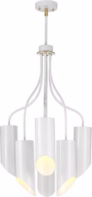 Lampadario a sospensione Elstead Quinto in metallo bianco e ottone, Ø 52 cm, 6 x E27, IP20