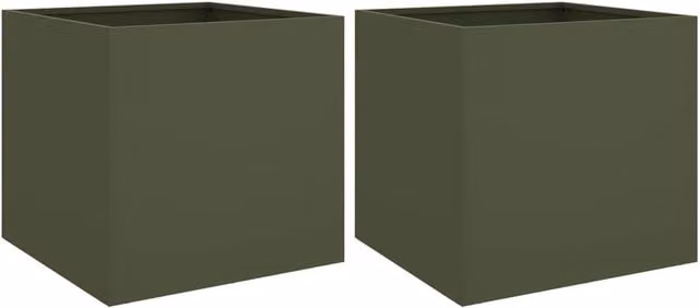 Fioriera aiuola rialzata fioriera aiuola giardino terrazza set da 2 oliva 49 x 47 x 46 cm acciaio verde 02_0039086