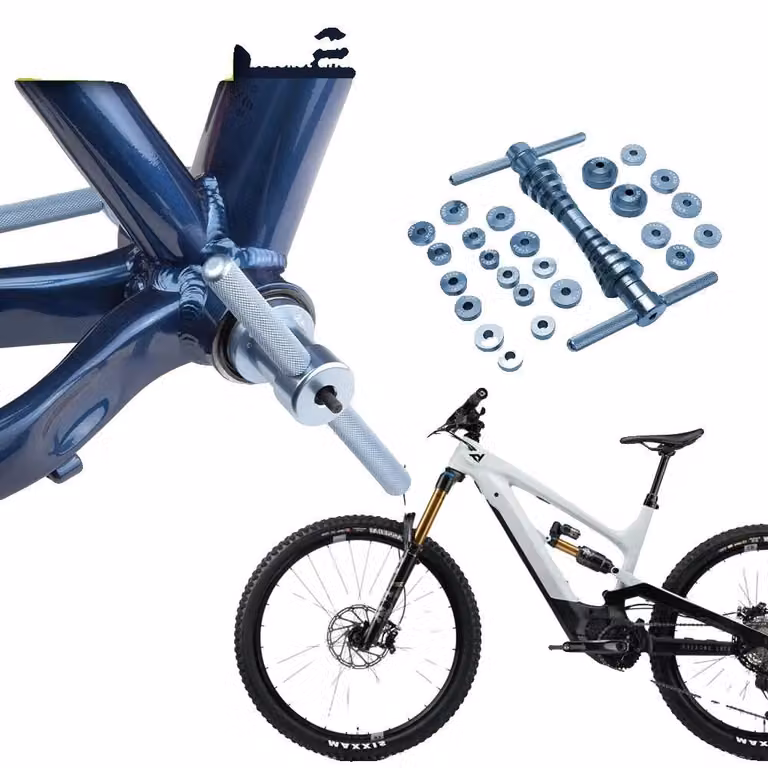 Kit di attrezzi per la sostituzione dei cuscinetti delle biciclette, composto da 25 pezzi, realizzato in lega di alluminio, con strumenti multifunzionali, compatibile con diversi tipi di cuscinetti, colore blu chiaro