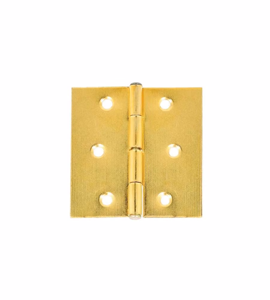 Cerniere quadre con spina fissa in ferro ottonato 50 x 50 mm