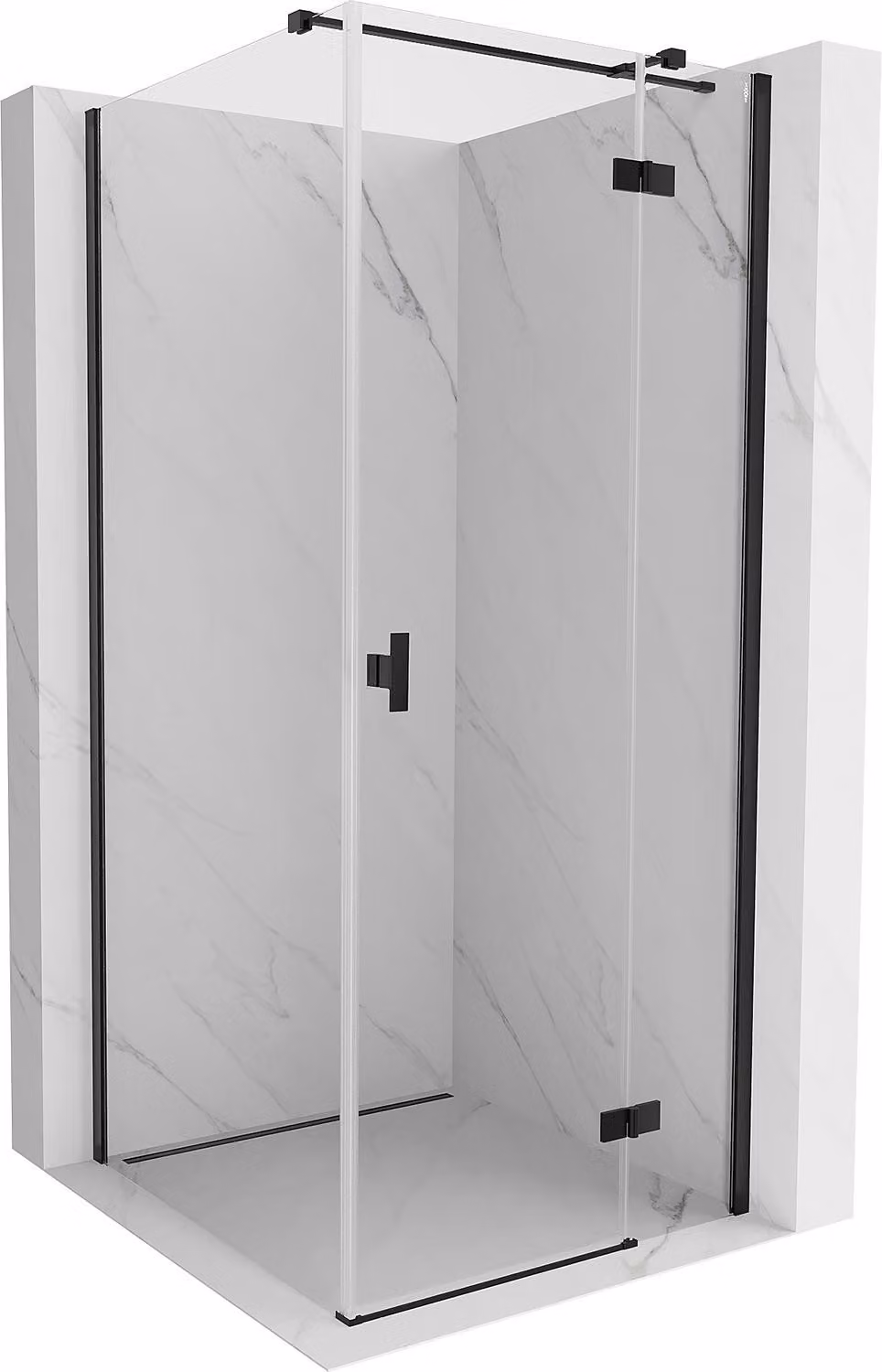 Mexen Mist-H T cabina doccia battente destra 110 x 110 cm, trasparente, nera - 8A5T-110-110-70-00-P
