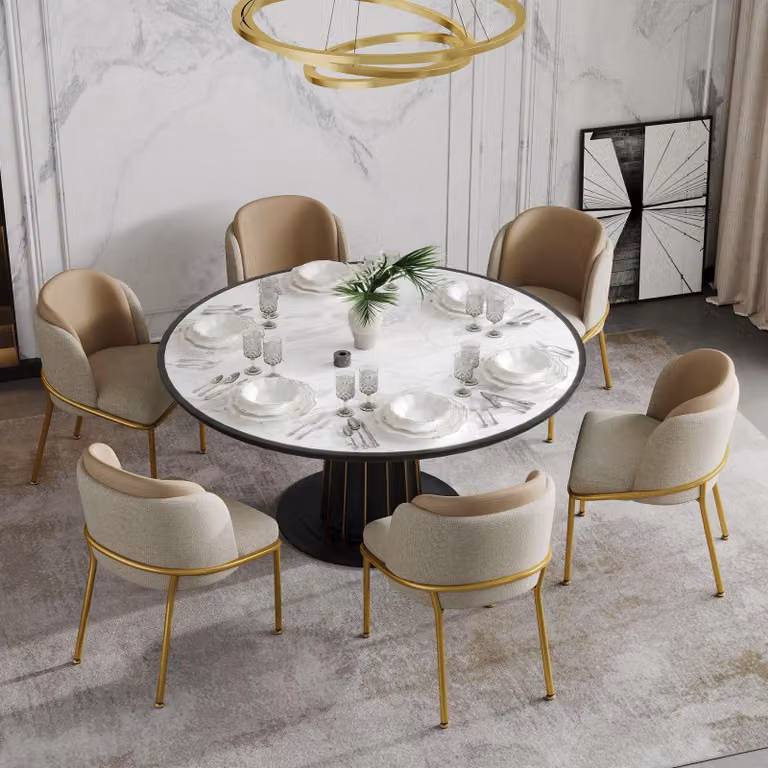 Set di 6 sedie da pranzo Merax, sedia da pranzo moderna con gamba inclinata, sedia imbottita, piedini regolabili, sedie da cucina, lino e pelle, beige+khaki