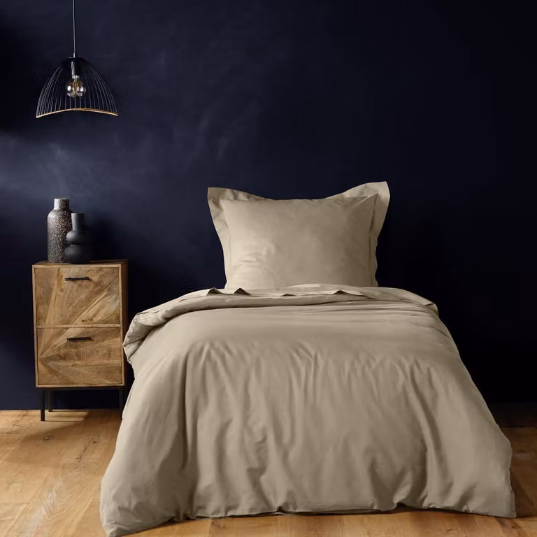 Set di copripiumino 140x200 cm - 100% cotone - Colore sabbia