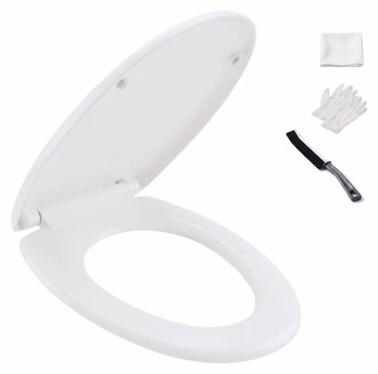 Solidchoice - Coperchio per WC ovale, bianco, con sistema di chiusura ammortizzata e kit di montaggio