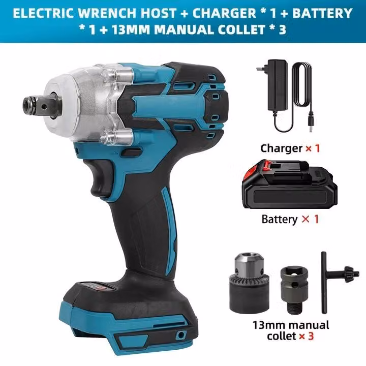 Avvitatore a impulsi elettrico - Avvitatore a batteria per bulloni e dadi - 520 Nm - Attacco quadrato da 1,27 cm - Strumento portatile - Kit standard, 1 batteria