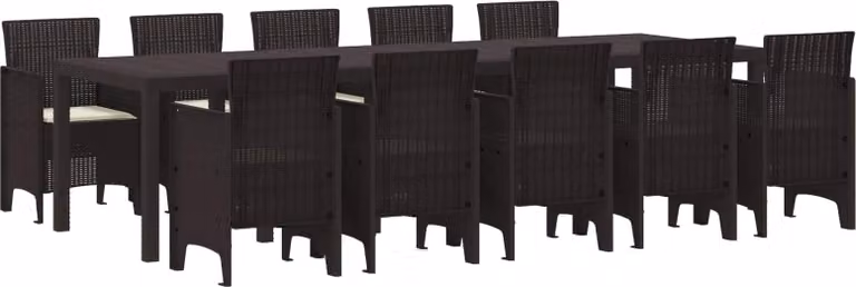 Maison Exclusive - Set da pranzo per esterno, 11 pezzi, rattan marrone e crema