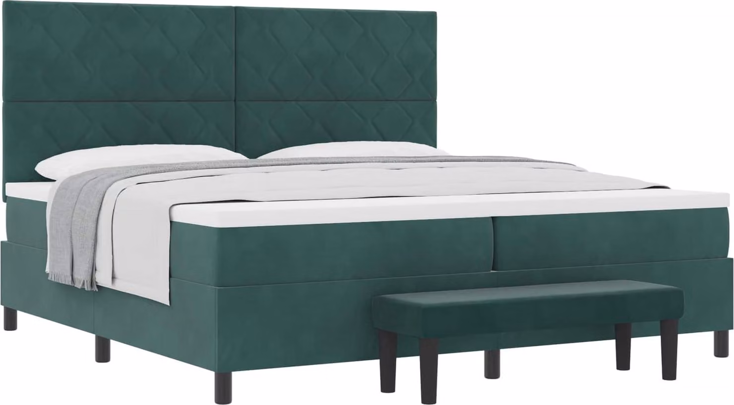 Letto a molle con materasso verde scuro 200 x 200 cm in velluto