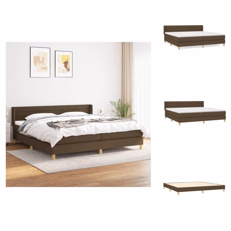 vidaXL Letto a molle con materasso in tessuto marrone scuro 200x200 cm - Letti e strutture letto