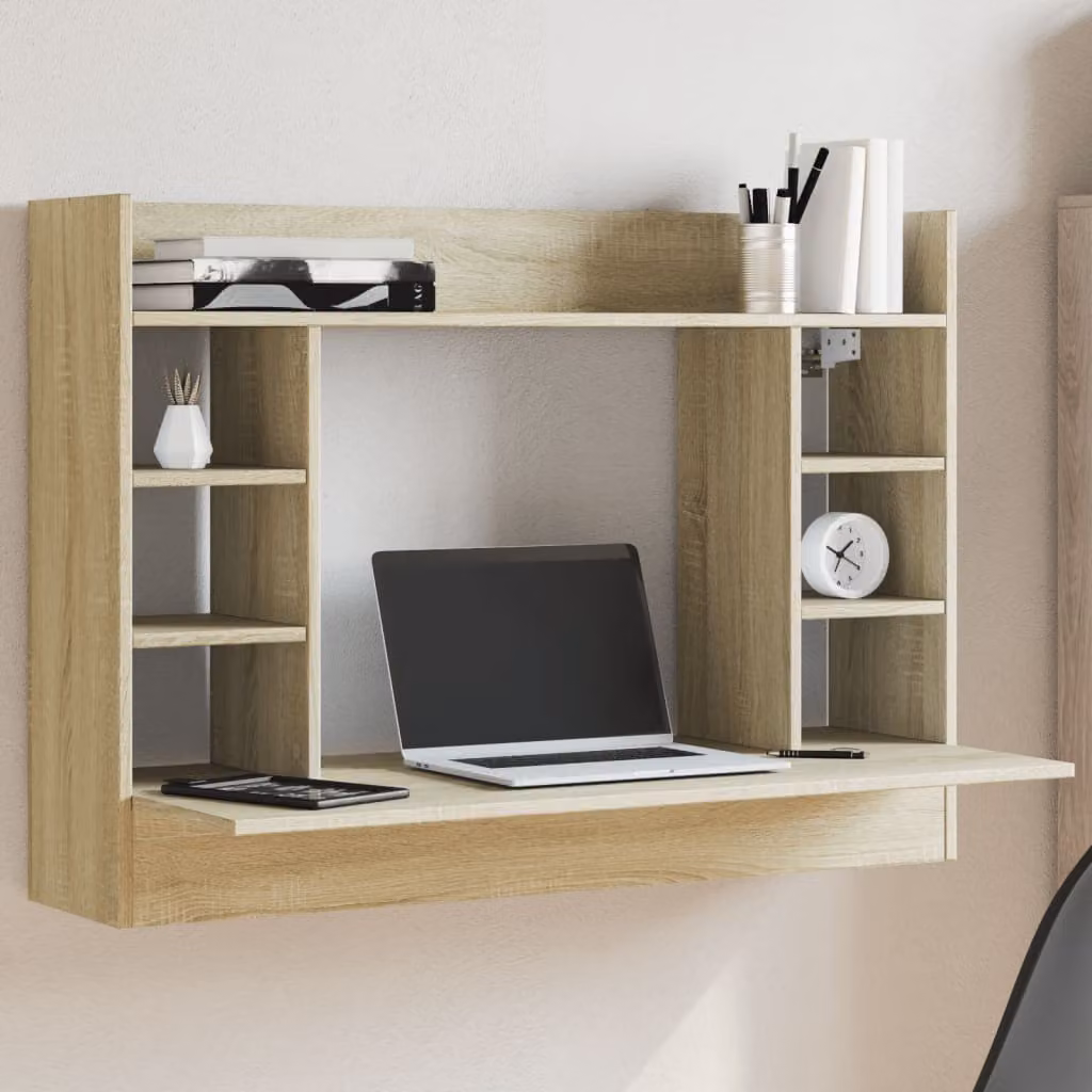 Scrivania a parete moderna vidaXL in legno Rovere, L: 105 cm, P: 48 cm, H: 75 cm