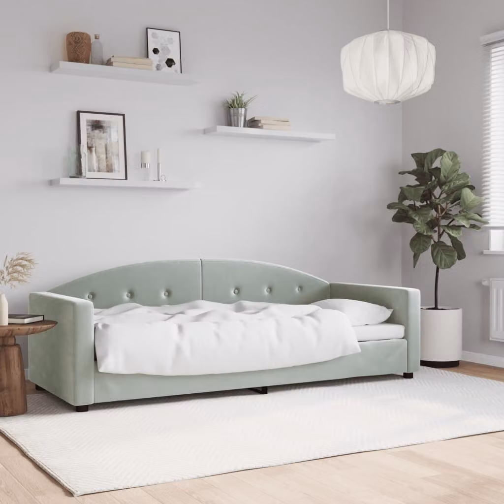 Letto da giorno vidaXL in velluto grigio chiaro L/P/H: 200 x 80 x 75 cm