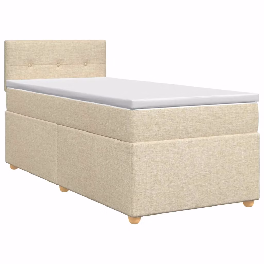 Letto box spring con materasso ibrido vidaXL in tessuto beige e bianco L/P: 200 x 90 cm – 2