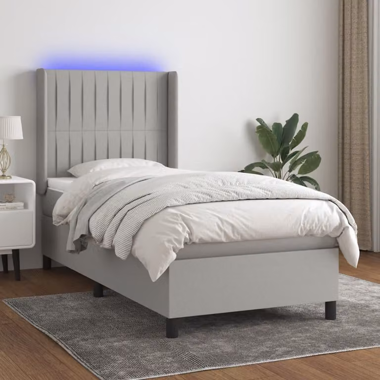 Maison Exclusive - Letto a Molle Materasso e LED Grigio Chiaro 90x190 cm Tessuto