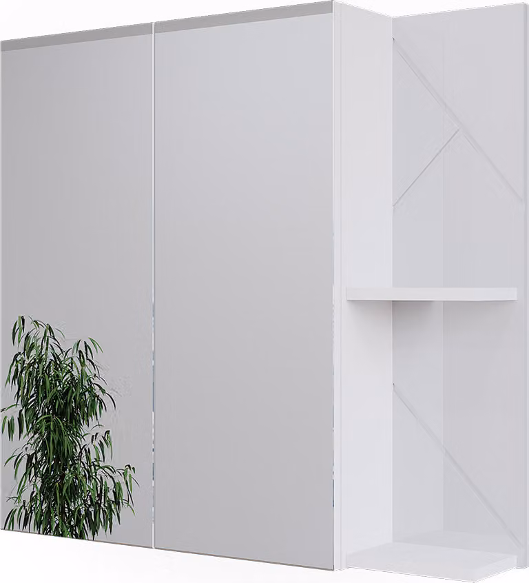 Mobile a specchio per il bagno Vicco Irma Bianco/bianco lucido 80 x 75 cm, Model 52078