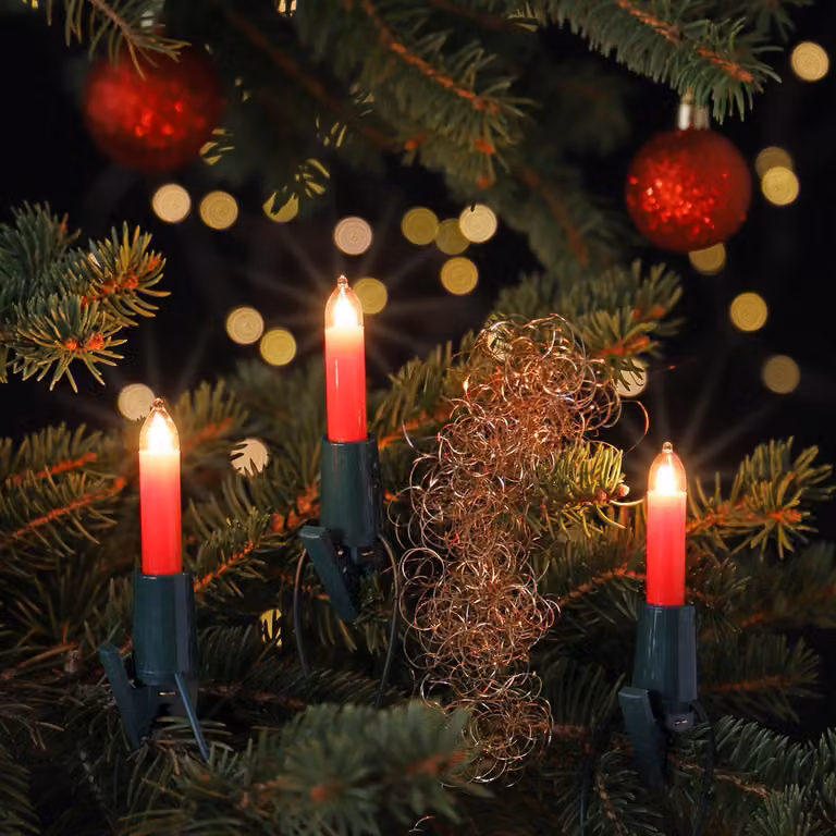 NARVA catena di luci a candela bianco caldo 20 candele albero di Natale rosso luci interne