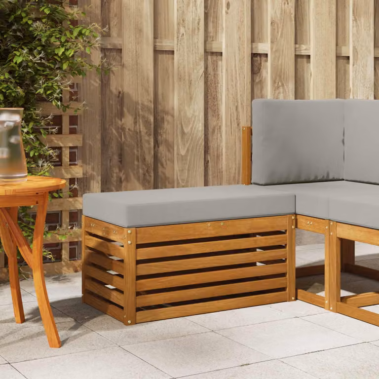 vidaXL Panca da esterno moderna in legno di acacia naturale per giardino, terrazzo o balcone L/P/H: 110 x 37 x 43 cm