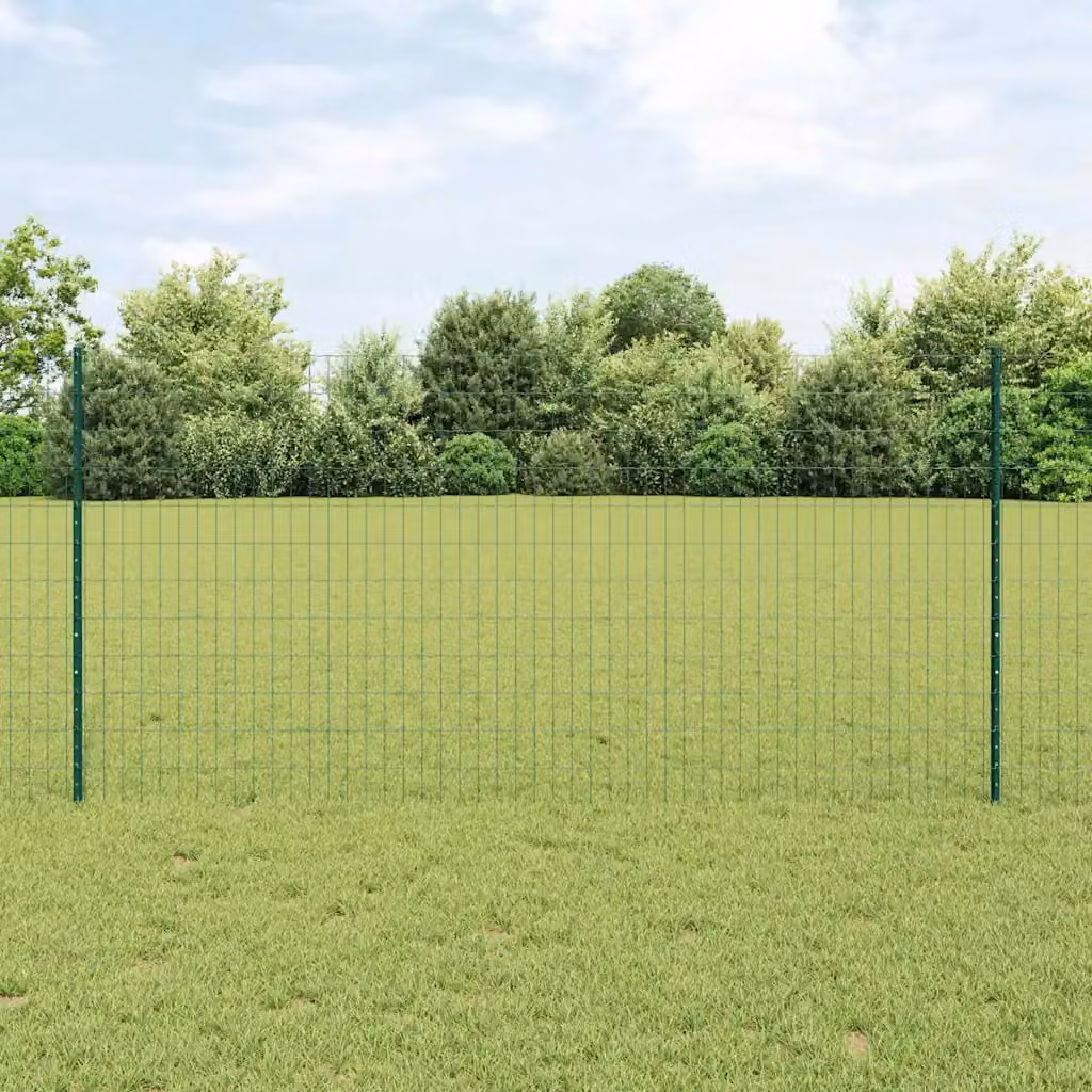 Recinzione Euro con palo vidaXL in acciaio rivestito in PVC verde, L: 25 m, H: 1,2 m