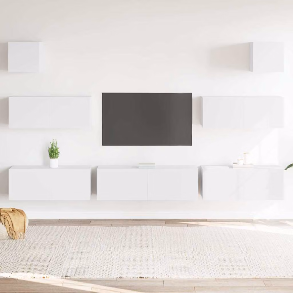 vidaXL Set di Mobili Porta TV 7 pz Bianco in Legno e MDF per Soggiorno
