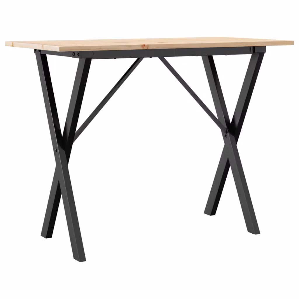 Tavolo da Pranzo Telaio a X 100x50x75 cm Legno Pino e Acciaio