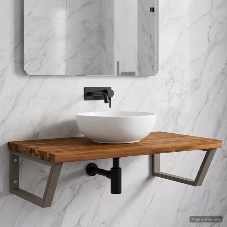 vidaXL Mensola da Parete con Bordo Vivo per Lavabo Naturale e Caffè