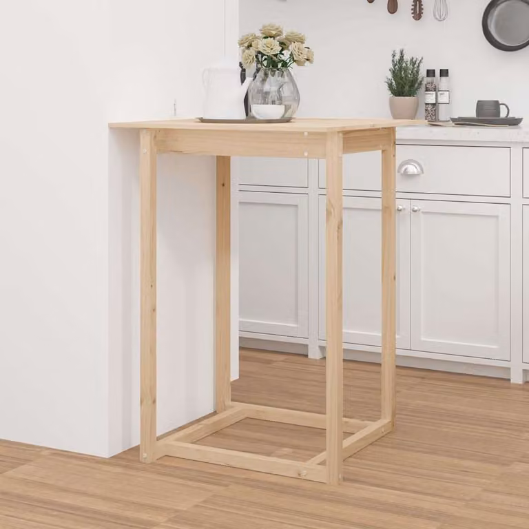 vidaXL Tavolo da Bar Quadrato in Legno di Pino Rustico, Colore Marrone/Beige, L 80 x P 80 x H 110 cm
