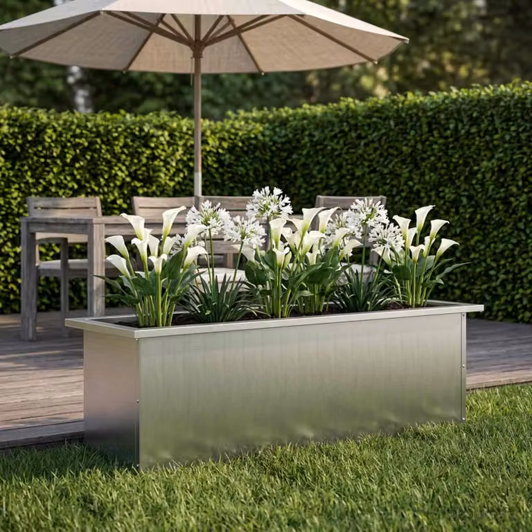 Fioriera da giardino con LED vidaXL in acciaio zincato Argento L 100 x P 30 x H 30 cm