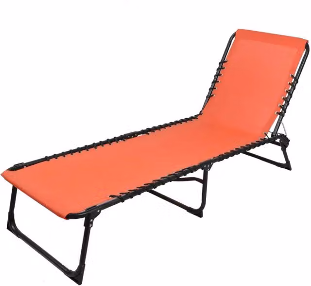 Set di 2 lettini da sole Meublorama colore corallo con struttura in metallo e schienale reclinabile L/P/H: 187 x 56 x 26/85 cm