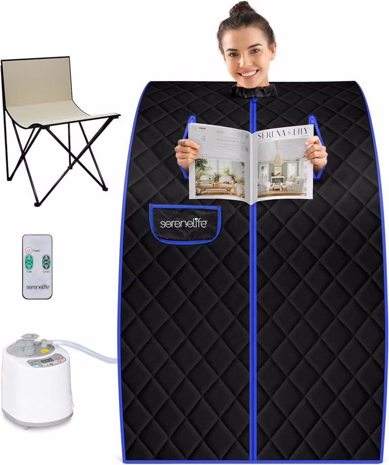 Sauna portatile - Sauna domestica - Tenda sauna a vapore con serbatoio da 2 litri - Sedia pieghevole - Generatore di vapore - Sauna personale compatta per la disintossicazione - Telecomando