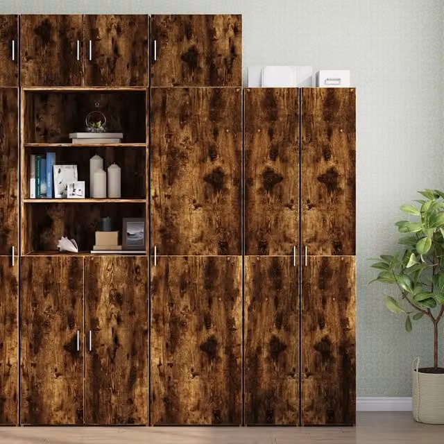 Mobile sottile vidaXL in legno MDF color marrone per soggiorno, L: 50 cm, P: 42,5 cm, H: 225 cm