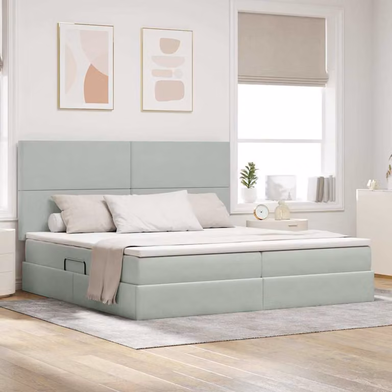 Letto con contenitore e materasso vidaXL Grigio, L/P: 200 x 200 cm, H: 280 cm