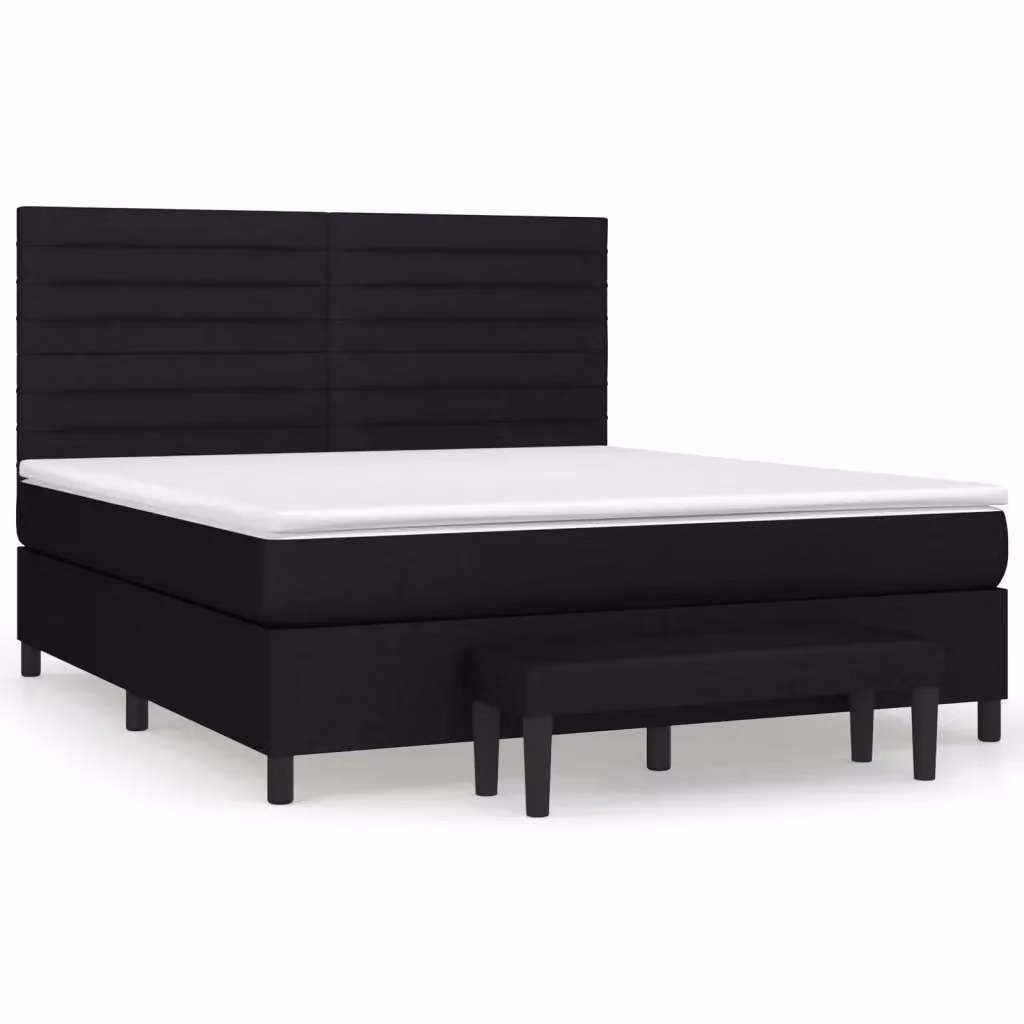 Letto Ibrido vidaXL con Giroletto a Molle e Materasso in Tessuto Nero e Bianco L/P: 180 x 200 cm – 2