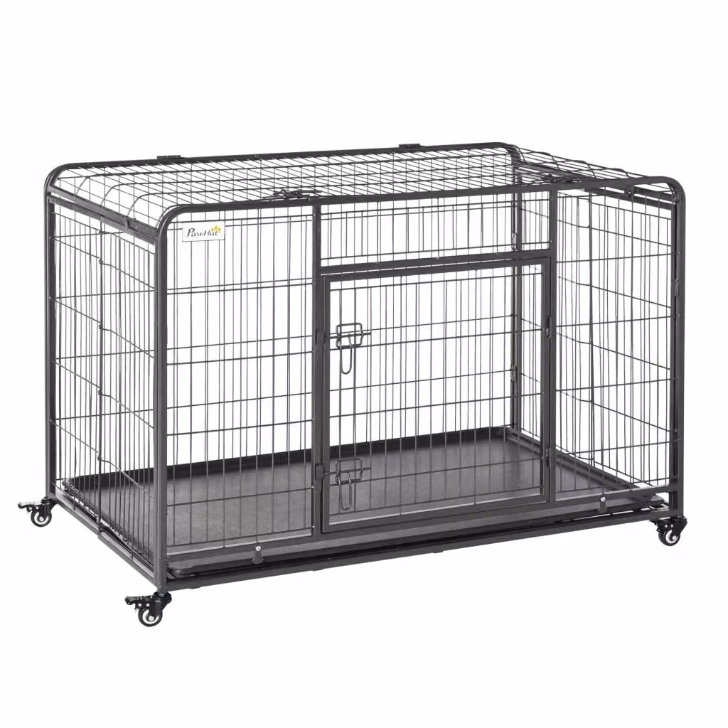 Gabbia per cani pieghevole a doppia porta zephmum Grigio scuro L: 125 cm, P: 76 cm, H: 81 cm – 2