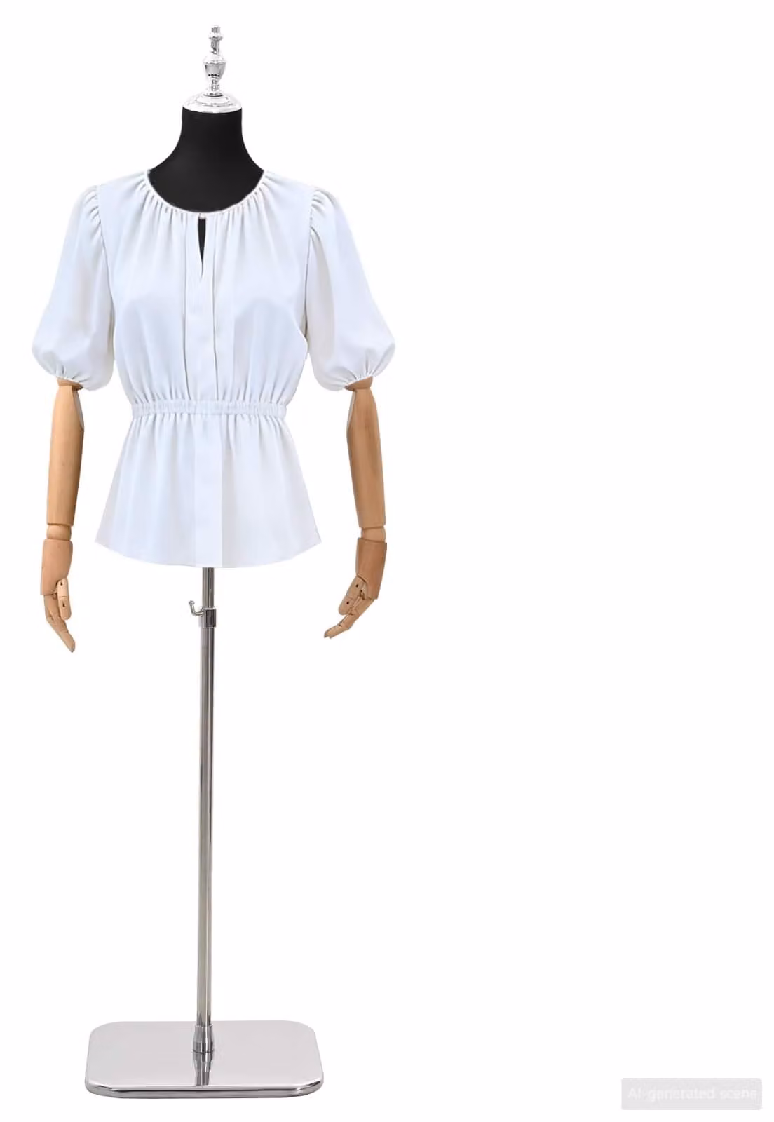 Manichino regolabile, altezza 165-213 cm, con piedistallo, modello femminile, materiale PP, colore nero
