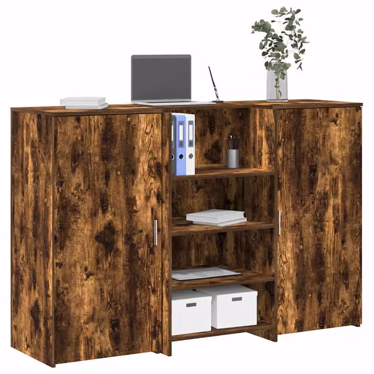vidaXL Banco Reception Rovere Fumo in Legno Multistrato L: 155 cm, P: 50 cm, H: 103,5 cm