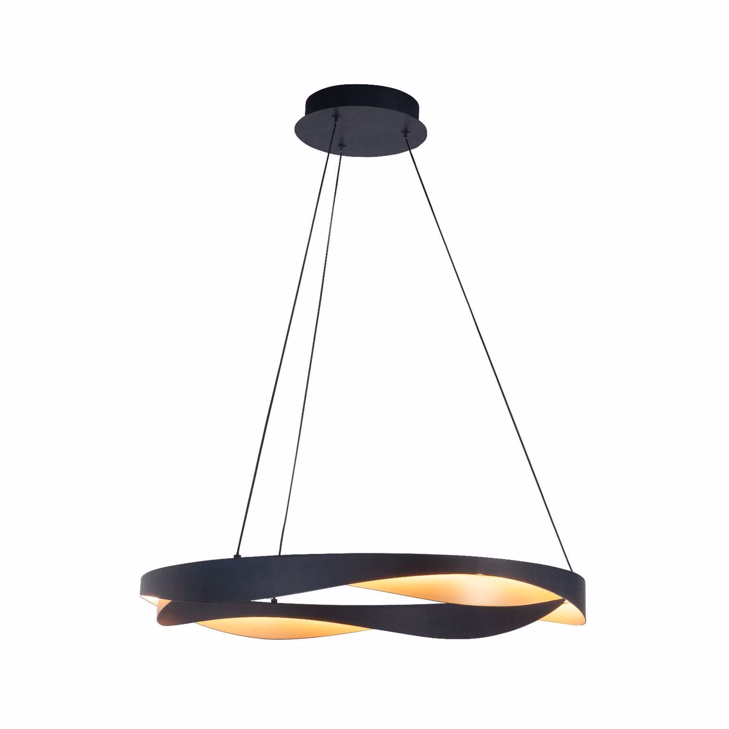 HighLight Lampada LED a sospensione Ascoli, Ø 64 cm, nero/oro, metallo, dimmerabile, Nero, Soggiorno / Sala da pranzo, Metallo, Moderno