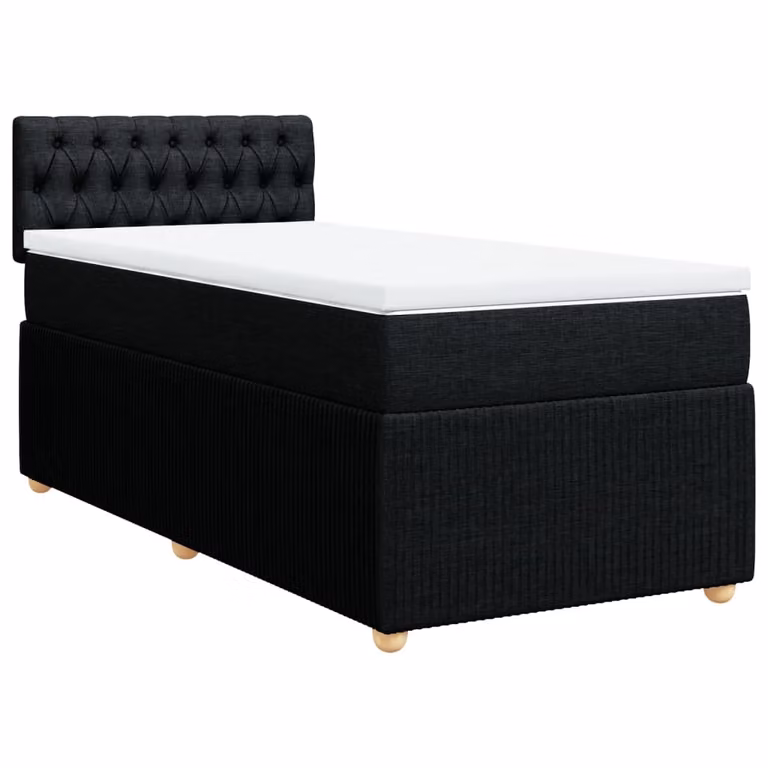 Giroletto a Molle con Materasso Nero 90x190 cm in Tessuto