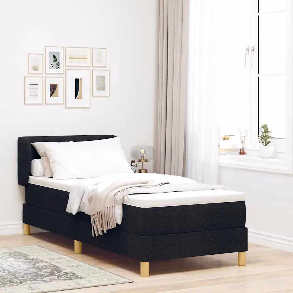 Letto a molle con testiera vidaXL in tessuto nero L 80 cm x P 200 cm