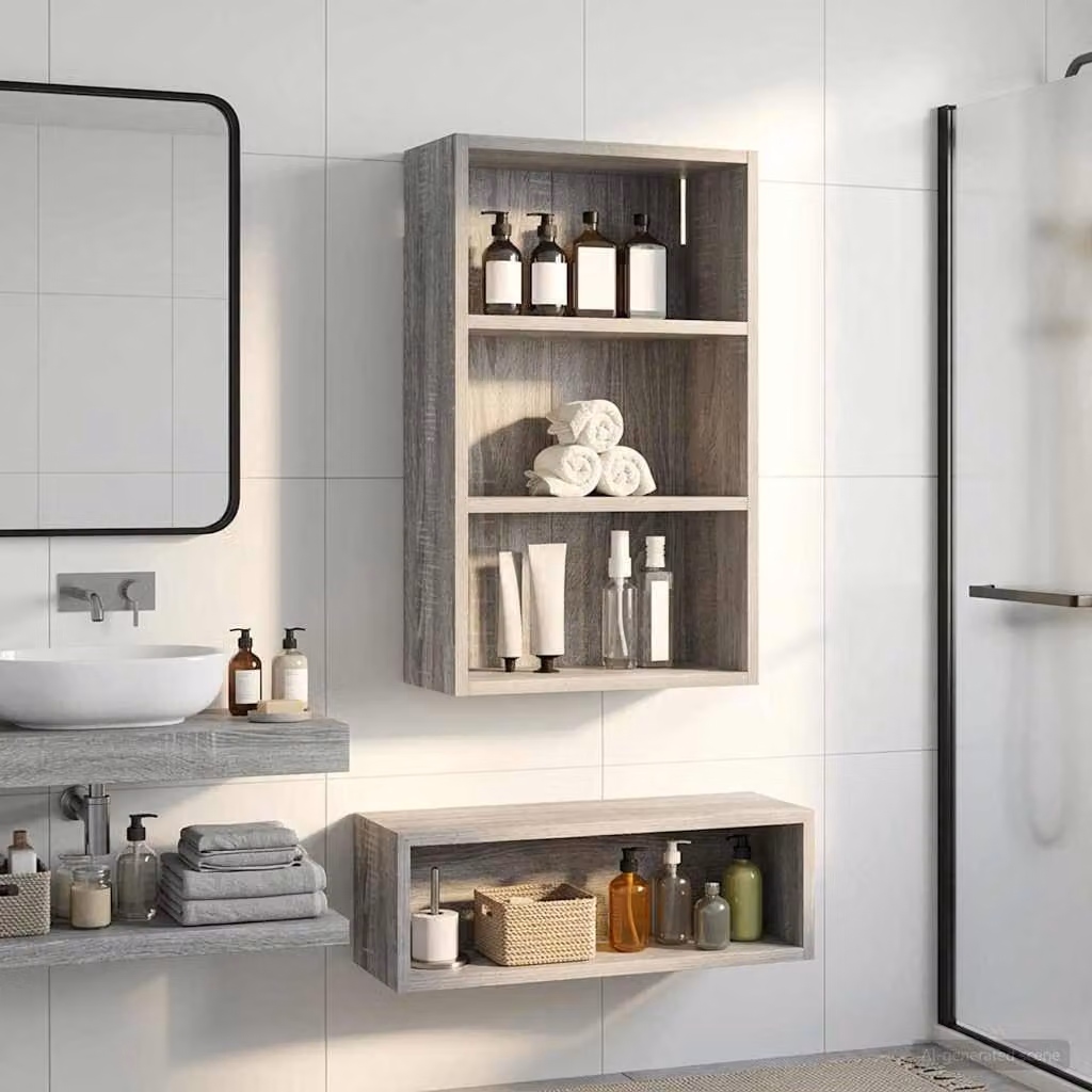 Armadio da bagno a muro vidaXL moderno in MDF grigio opaco L: 40 cm, P: 16 cm, H: 62,5 cm