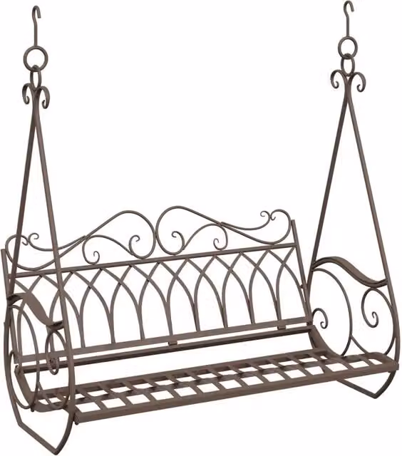 Panchina a Dondolo Acciaio 112 x 60 x 126,5 cm Marrone Antico CFW8356555