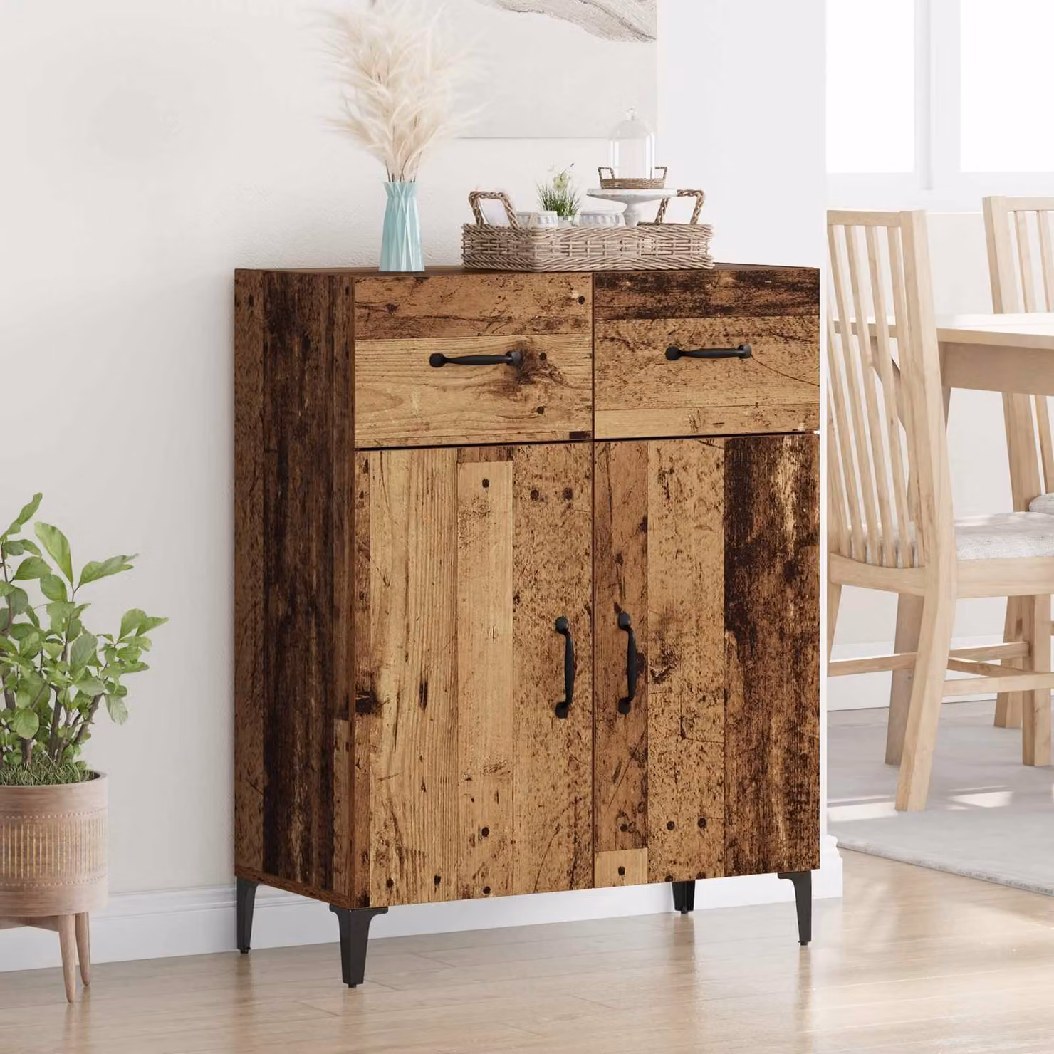 Credenza moderna vidaXL in legno ingegnerizzato color marrone, L: 69,5 cm, P: 34 cm, H: 90 cm