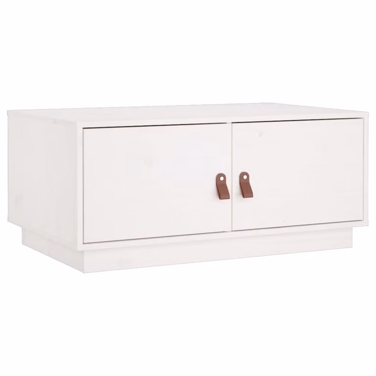 Tavolino da Salotto Bianco 80x50x35cm in Legno Massello di Pino