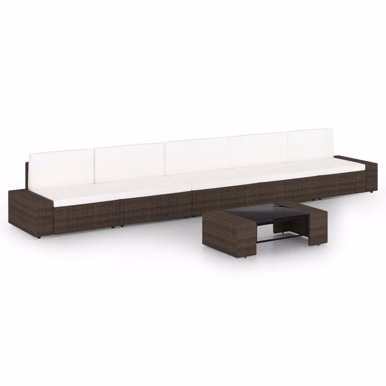 Maison Exclusive - Set da giardino 6 pezzi con cuscini Marrone Poly Rattan