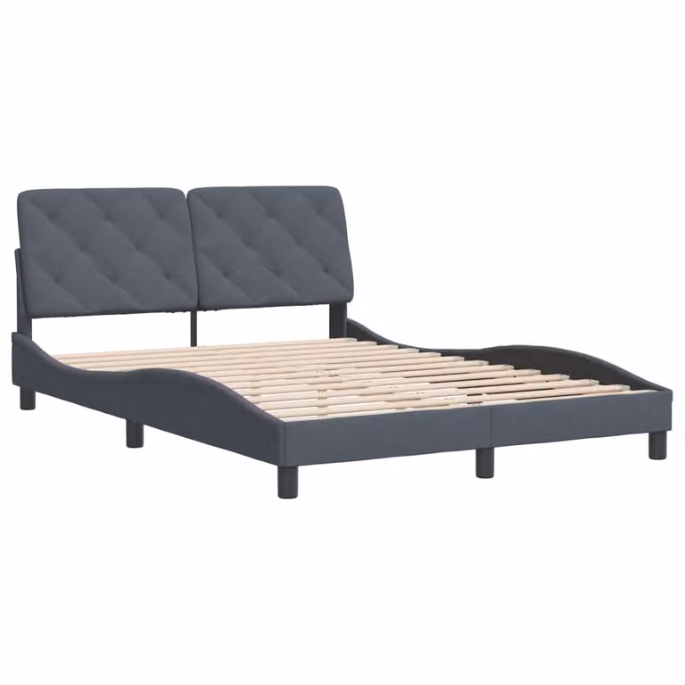 Giroletto senza Materasso Grigio Scuro 140x190 cm Velluto