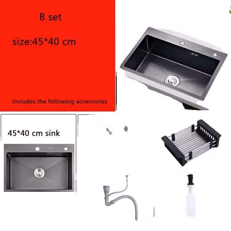 Lavello, montaggio a incasso, materiale in acciaio inossidabile, set B